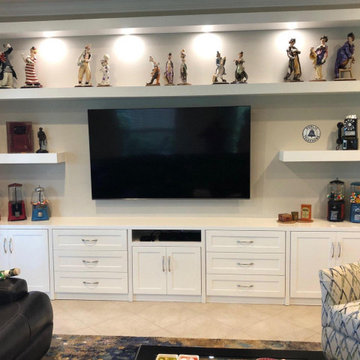 Custom Entertainment Center with Floating Shelves!