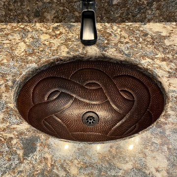 19" Oval Braid Under Counter Hammered Copper Bathroom Sink (LO19FBDDB)