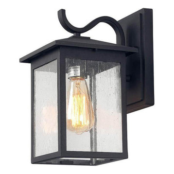 LNC 1-Light Exterior Wall Lanters Black Outdoor Wall Sconces Seeded Glass