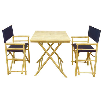 Square Table Set With 2 Director Canvas Chairs, Indigo