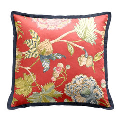 Red & Blue Floral Throw Pillow - Decorative Pillows