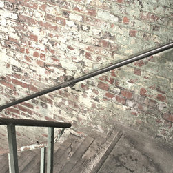 Susannah Industrial Dark Steel Pipe Staircase Hand Rail or Wall Mounted Banister - Posts, Railings and Ballustrades