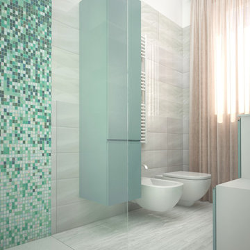 INTERIOR DESIGN - bagno verde e cipria