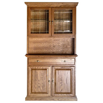 Traditional Buffet and Hutch, Natural Alder, 43w X 78h X 18d
