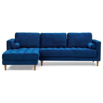 Bente Tufted Velvet Sectional, Sofa Blue
