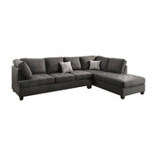 Modern Contemporary Sectional Sofa with Reversible Chaise, Charcoal Gray Black