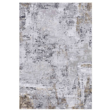 Uttermost Hampton 63x90" Polyester Fabric Rug in Gray and Ivory