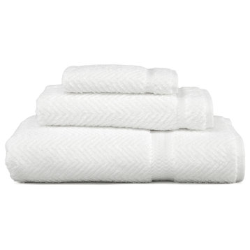 Herringbone 3-Piece Towel Set, White