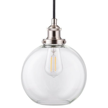 Primo Pendant With Clear Glass Shade, LED Bulb, Brushed Nickel