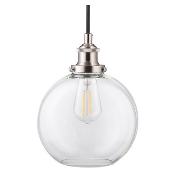 Primo Pendant With Clear Glass Shade, LED Bulb, Brushed Nickel