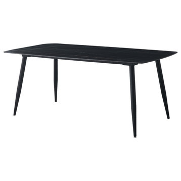70.8" Stone Iron Dining Table, Black Top