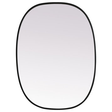 Elegant Decor Metal Frame Oval Mirror 27X36" in Black
