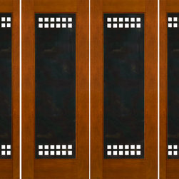 Prehung Double 2-1/4" Thick Mahogany Doors Sidelites Heavy Iron Work - Front Doors