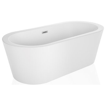 Empava 59" Luxury Freestanding Bathtub Acrylic Soaking Tub Modern Standalone