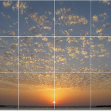 Sunset backspash with clouds