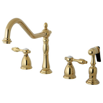 Kingston Brass Widespread Kitchen Faucets With Polished Brass KB1792TALBS
