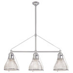 Hudson Valley Lighting - Hudson Valley Haverhill 3 Light Island, Satin Nickel - Embossed with sleek vertical ribbing, Haverhill's clear glass refracts brilliant light across its prismatic shade. The collection's vintage marine details bring the lively spirit of the open sea to inland and coastal estates alike.