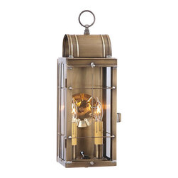 Saving Shepherd - Handcrafted 2-Candle Colonial Sconce, Weathered Brass - Outdoor Wall Lights And Sconces