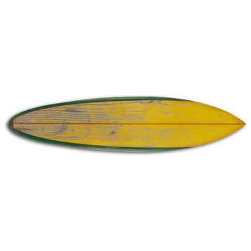 HomeRoots Distressed and Rustic Yellow Surfboard Wood Panel Wall Art