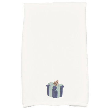 Gift Wrapped 18"x30" Navy Blue Holiday Print Kitchen Towel