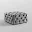 Lewis Square Cocktail Ottoman, Allover Tufted, Castered Legs, Velvet, Gray