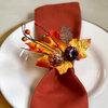 Set of 6 Fall Napkin Rings, Pumpkin and Leaves