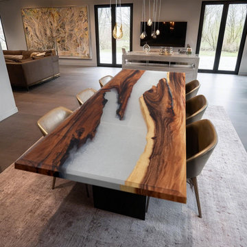 Walnut Pearl White River Resin Epoxy Table — Artisan Quality for Everyday Living