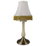 Urbanest - Perlina Accent Lamp, Antique Brass and Cream Base with Crystal Accent - Urbanest accent lamp with antique brass and cream metal base; includes shade in white faux silk with gold fringe.
