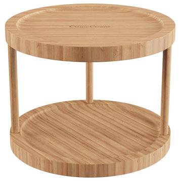 Classic Cuisine 10 Inch Diameter Two Tier Bamboo Lazy Susan
