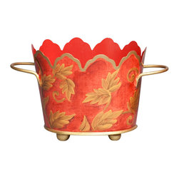 Gold Filigree Red Oval Cachepots - Area Rugs