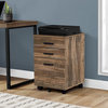 Monarch Specialties Filing Cabinet - 3 Drawer, Brown Reclaimed On Castors