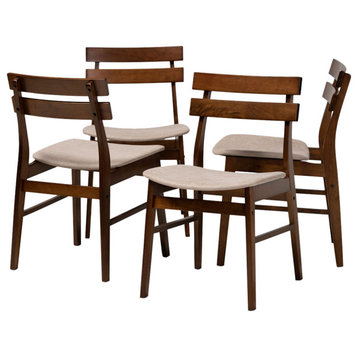 Haydon 4-Piece Dining Chair Set, Light Beige/Walnut