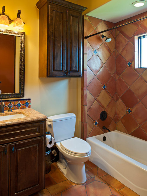 50 Best Bathroom with Raised-panel Cabinets and Terra-cotta Floors ...