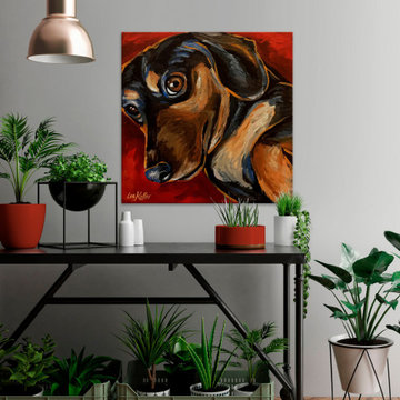 "Dachshund Game Day" Painting Print on Wrapped Canvas
