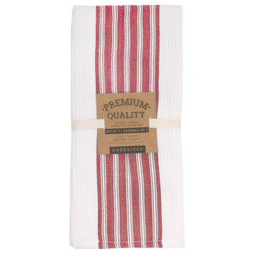 Harman Inc. Premium Quality Kitchen Towel Vertical Print Set Of 3, Red