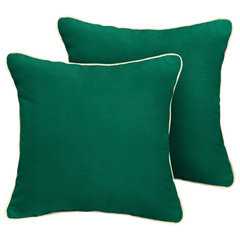 Sunbrella Canvas Forest Green Outdoor Corded Pillows, Set of 2
