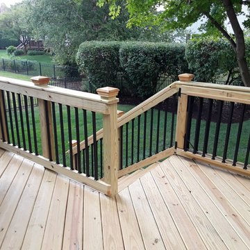Elevated Wood Deck with Drink Rail by Naperville, IL Deck Builder.