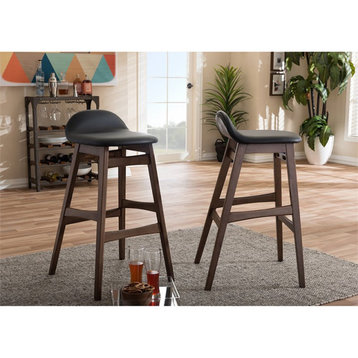Baxton Studio Bloom 30" Faux Leather Bar Stool in Black (Set of 2)