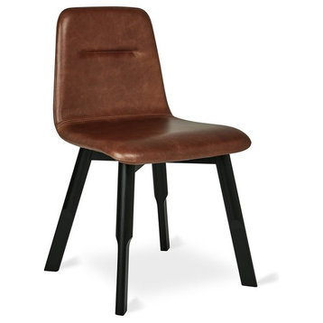 Bracket Dining Chair,Saddle Brown Leather