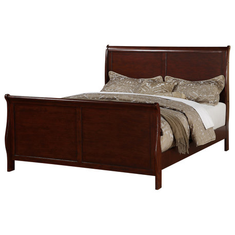 Queen Bed, Cherry Finish, Brown