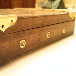 Ani Harper Custom brackets, inlay .22 shells, wood burnt Gypsy design - Decorative Boxes