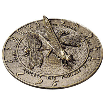 12" Diameter Dragonfly Large Sundial, French Bronze