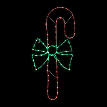 28" Lighted Candy Cane with Bow Window Silhouette Christmas Decoration