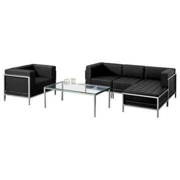 Hercules Imagination Series Black Leather Sectional and Chair, 5-Pieces