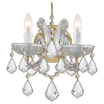 Maria Theresa 2 Light Clear Crystal Gold Sconce