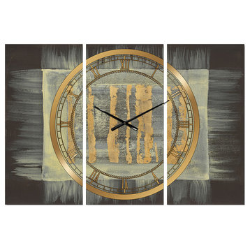 Galm Abstract Ii Glam 3 Panels Metal Clock