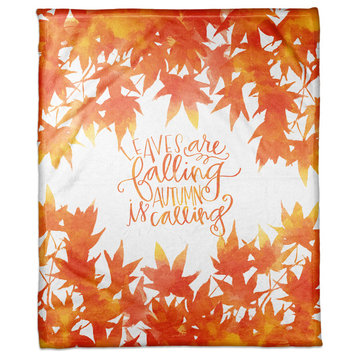 Leaves Falling, Autumn Calling Fleece Throw Blanket, 50"x60"