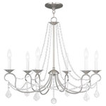 Livex Lighting - Livex Lighting 6516-91 Pennington - Six Light Chandelier - Canopy Included.  Canopy DiametPennington Six Light Brushed Nickel Clear *UL Approved: YES Energy Star Qualified: n/a ADA Certified: n/a  *Number of Lights: Lamp: 6-*Wattage:60w Candelabra Base bulb(s) *Bulb Included:No *Bulb Type:Candelabra Base *Finish Type:Brushed Nickel