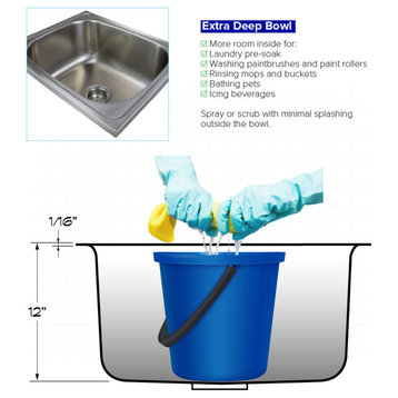 Transolid TRS_K-MTSB252212-4 25" Drop In Single Basin Stainless - Brushed