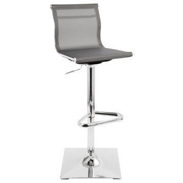 Mirage Contemporary Adjustable Barstool With Swivel, Silver